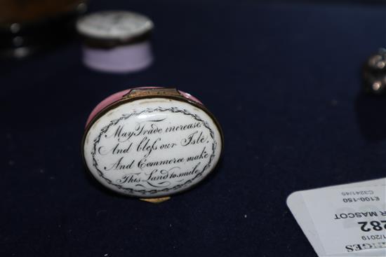 Three South Staffordshire enamel patch boxes